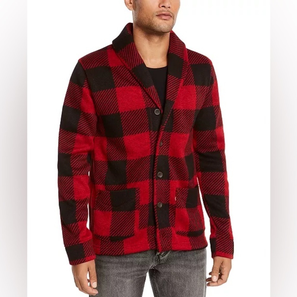 Levi’s Men's Trouss Regular-Fit Buffalo Plaid Cardigan Size XL
